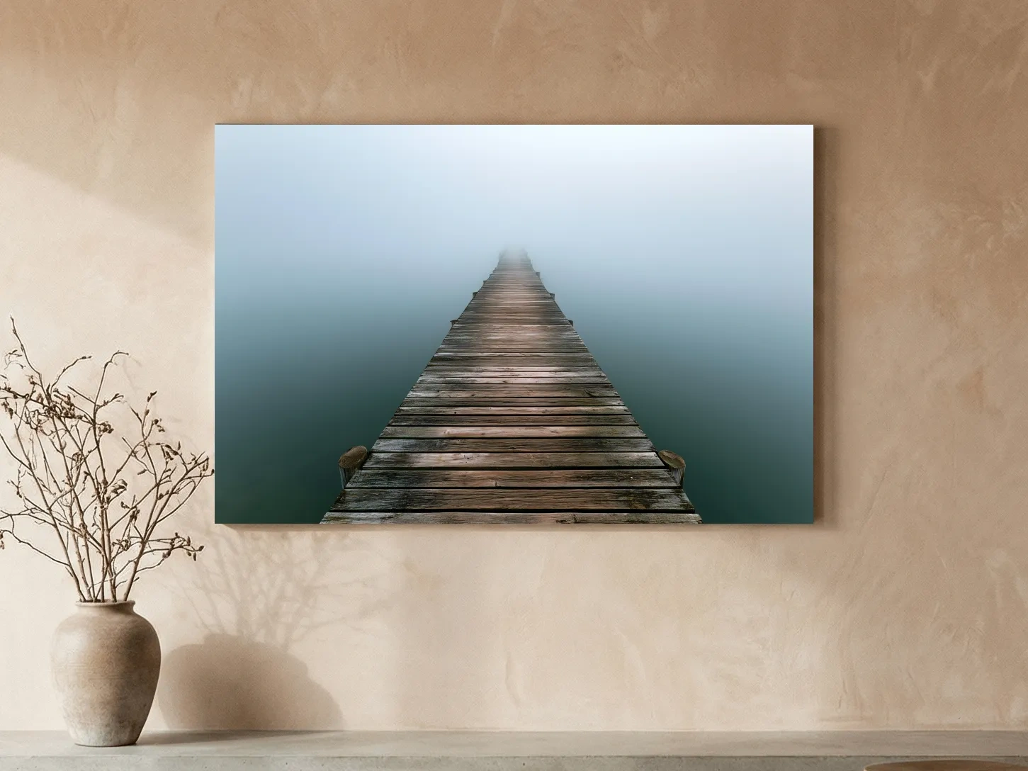 Misty Weathered Fishing Pier - Minimalist Photographic Wall Art