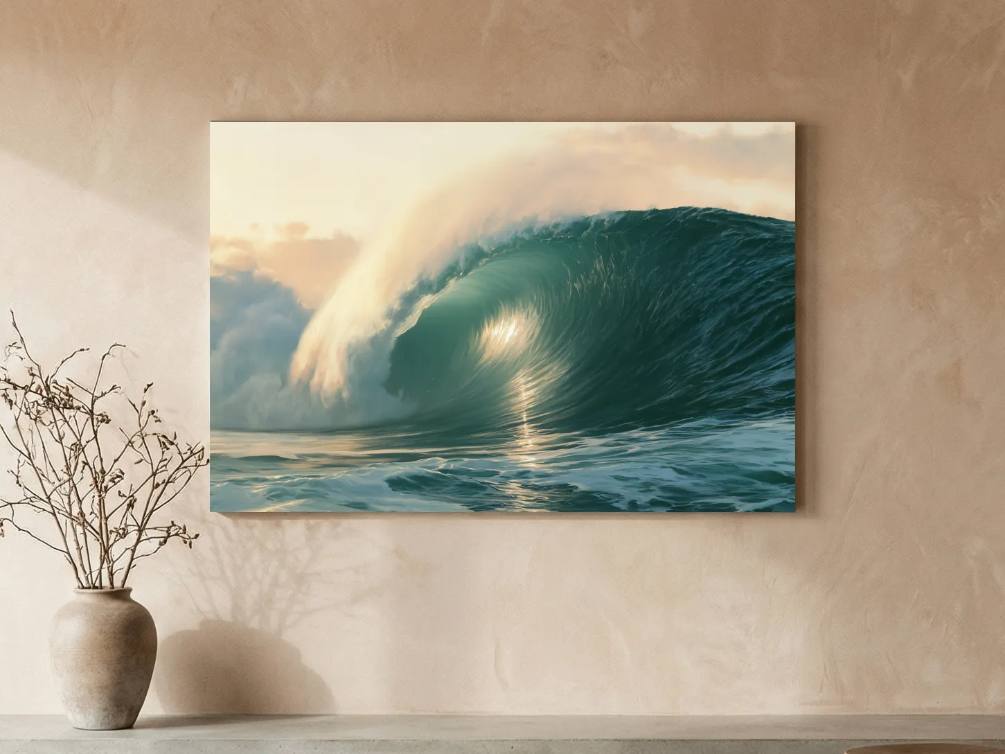 Tropical Point Break Wave Painting - Dramatic Surf Wall Art