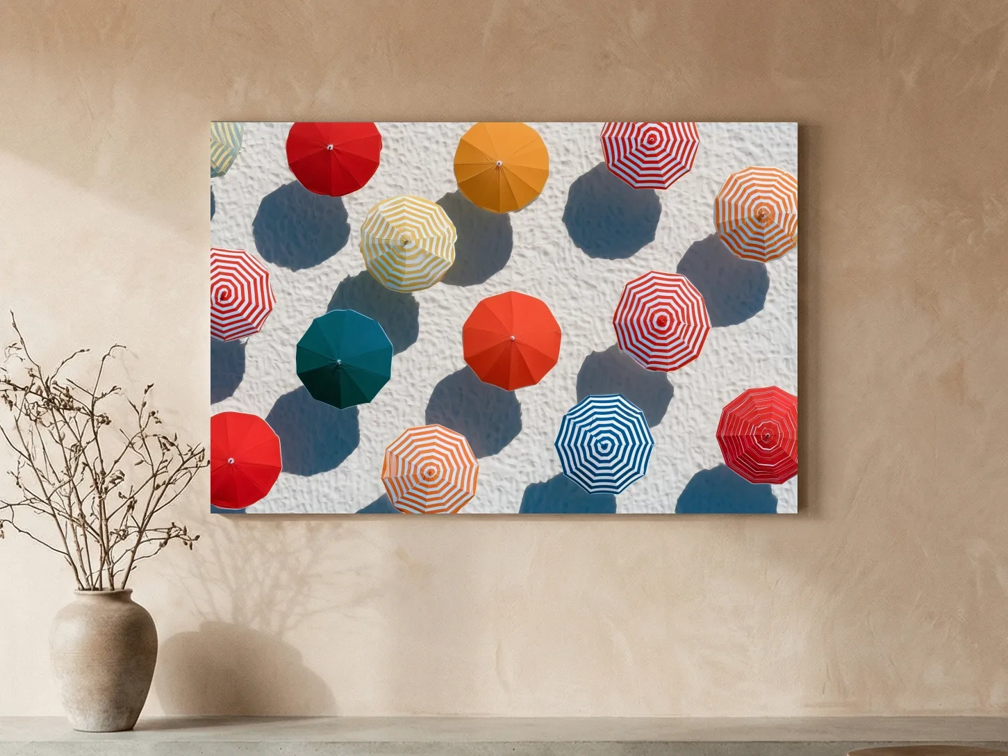Aerial Beach Umbrella Pattern - Geometric Abstract Painting Wall Art