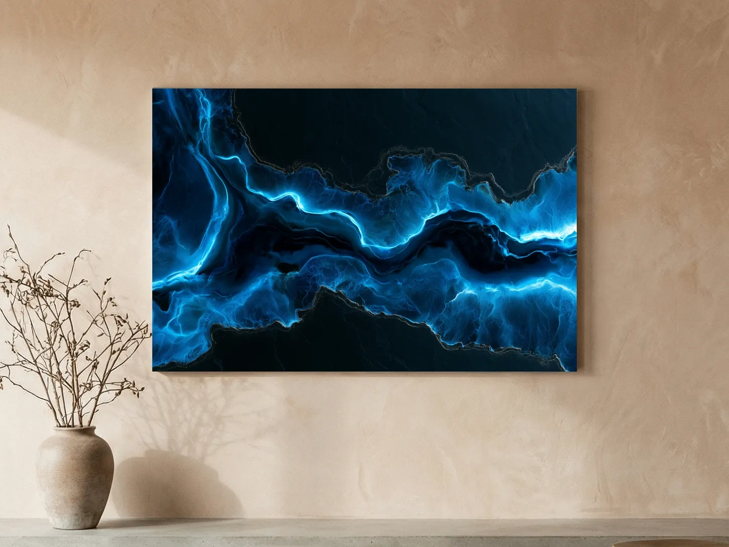 Glowing Ocean Geode Abstract - Dramatic Natural Mineral Wall Art