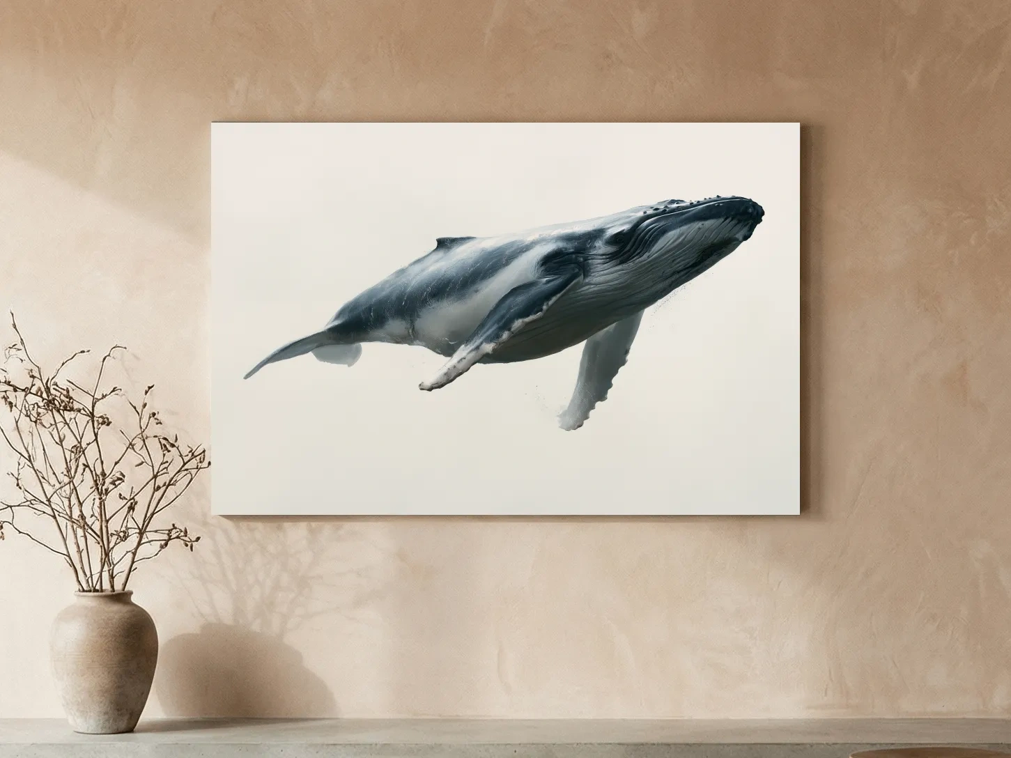 Minimalist Humpback Whale Illustration - Hamptons Marine Life Wall Art