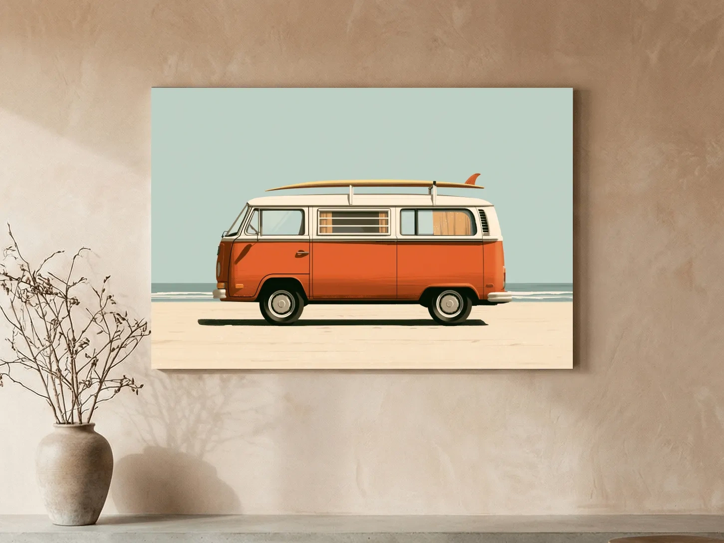 Surf Van Illustration - Retro Beach Wall Art
