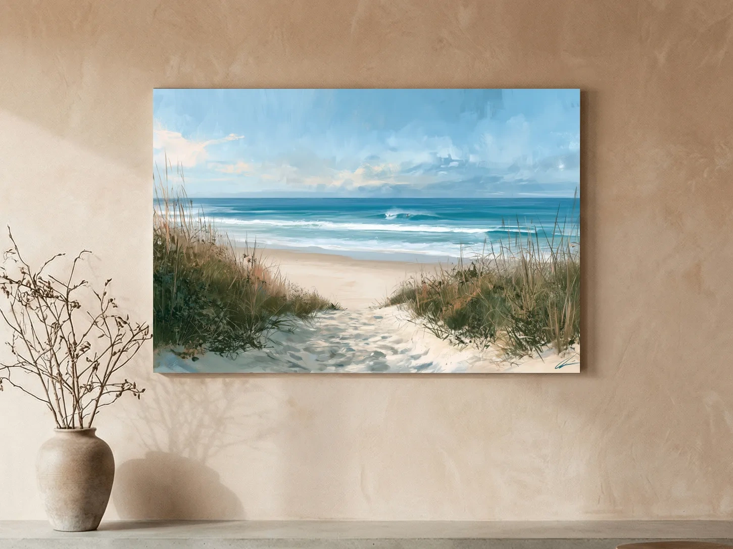 Serene Beach Seascape Painting - Ocean Landscape Wall Art