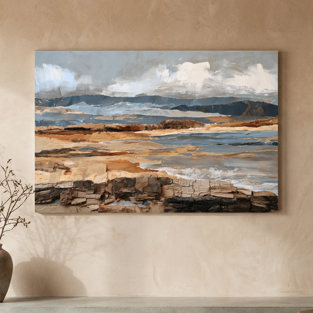 Layered Coastal Strata Landscape - Abstract Natural Elements Wall Art