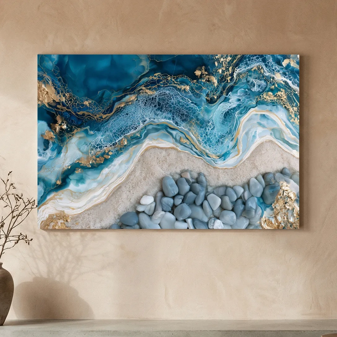 Geode Pebble Shoreline Design - Abstract Natural Stone Wall Art