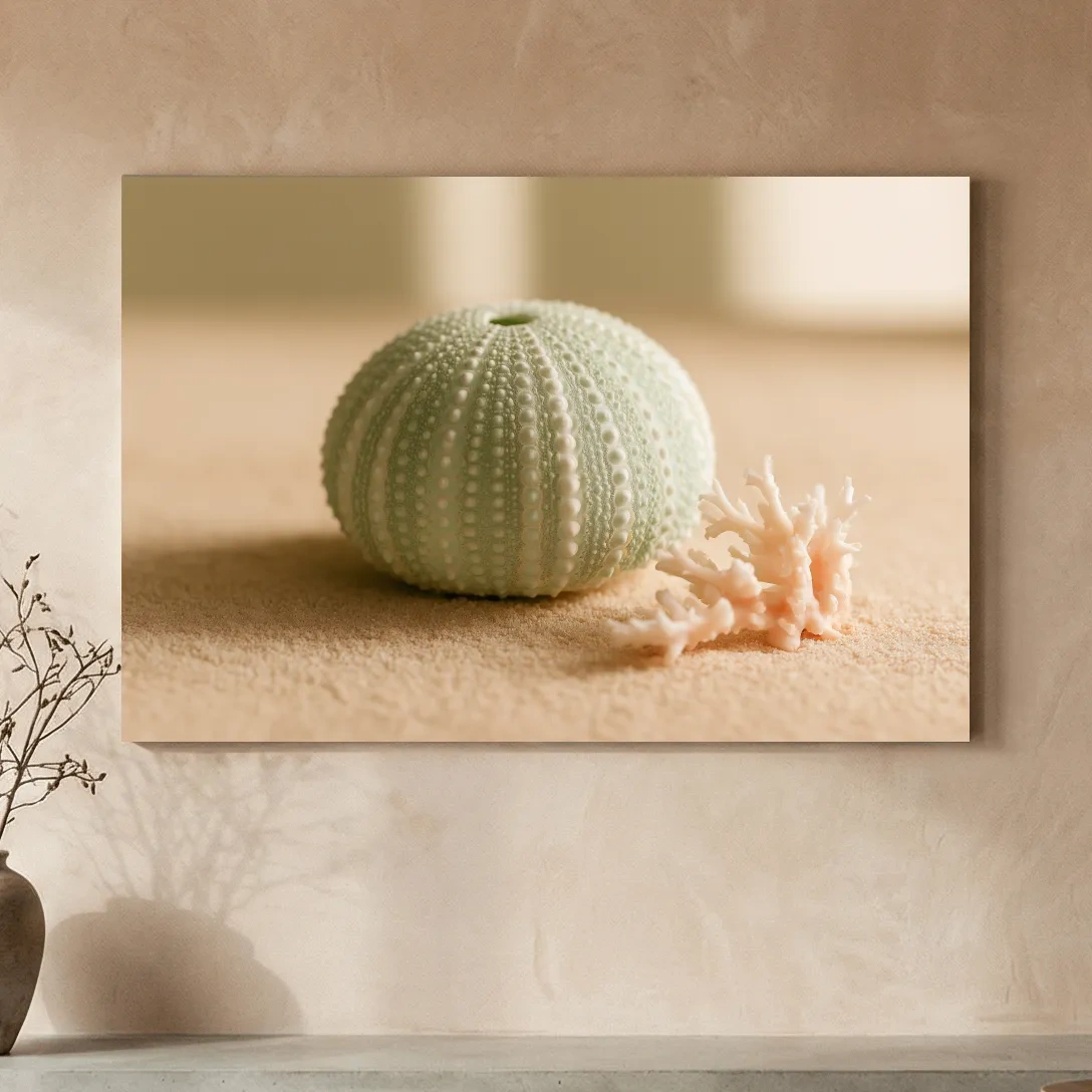Sea Urchin Shell & Coral - Coastal Photographic Wall Art