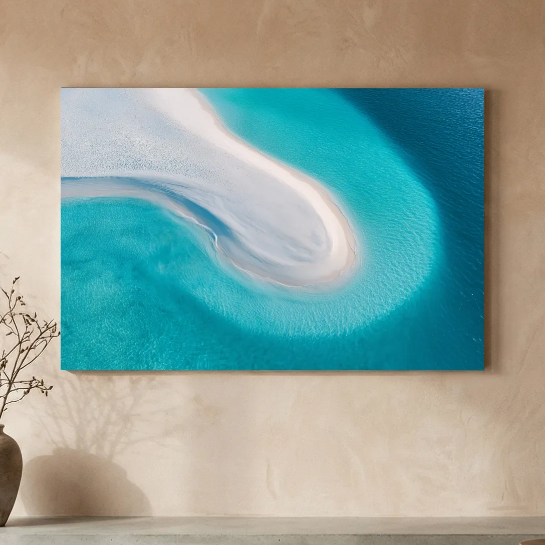 Aerial Tropical Sandbar - Abstract Photographic Ocean Wall Art