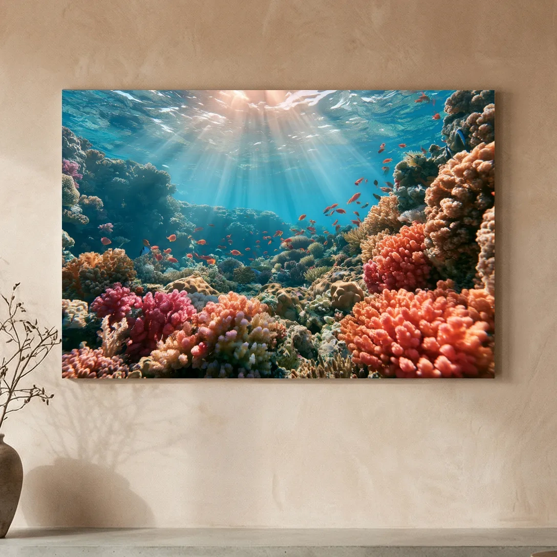 Sunlit Tropical Coral Reef Fish - Vibrant Underwater Ocean Wall Art