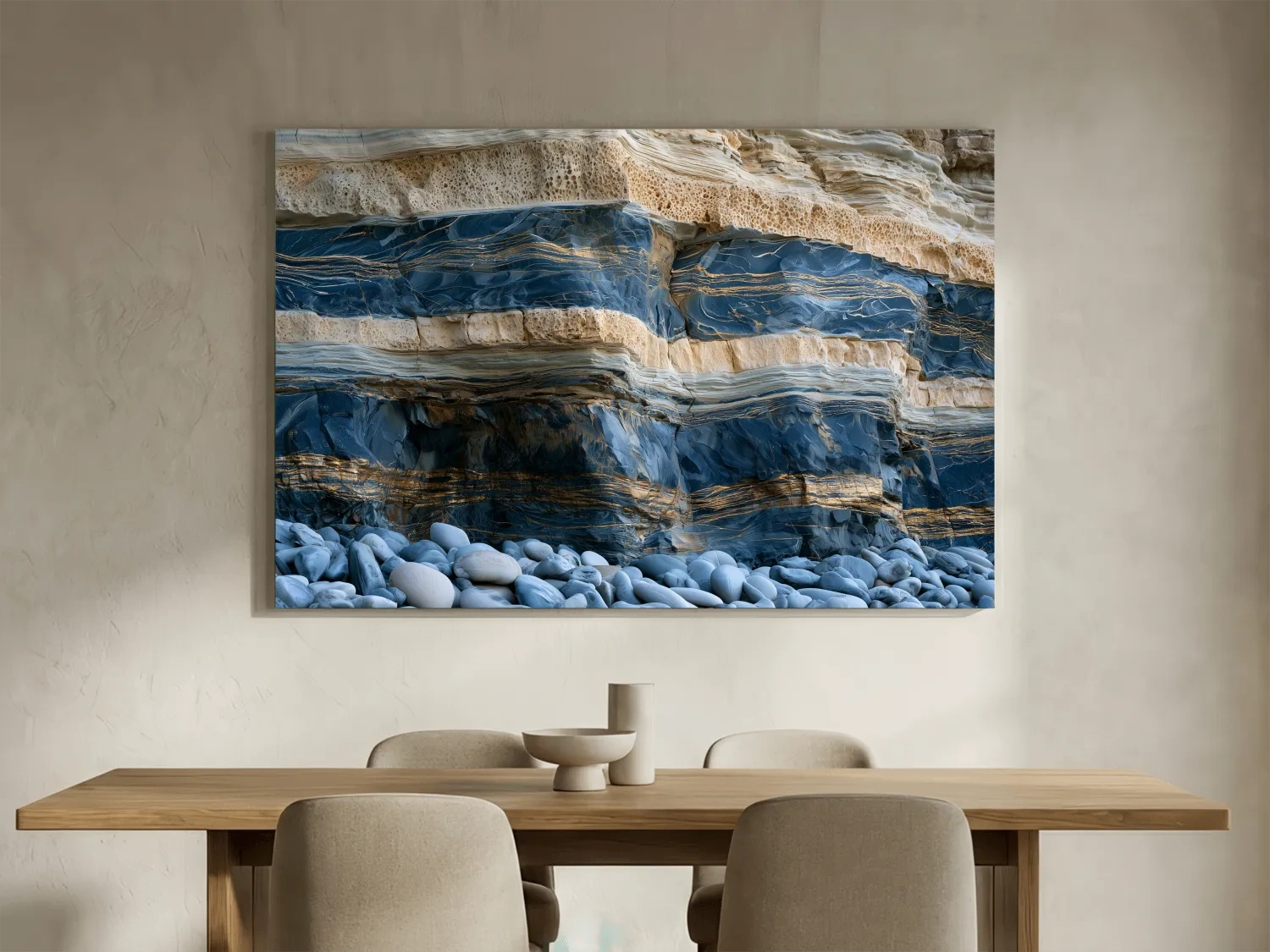 Layered Coastal Cliff Strata - Abstract Stone Wall Art