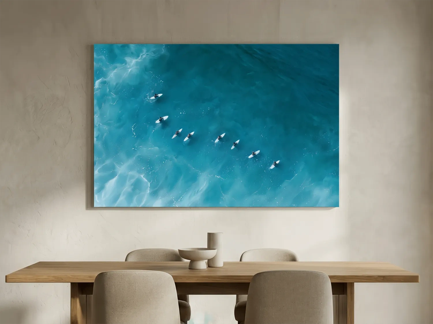 Aerial Surfers Painting - Serene Ocean Wall Art
