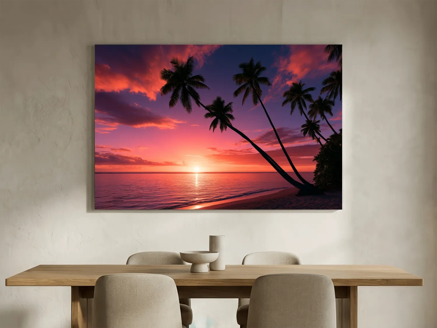 Tropical Palm Silhouette Sunset - Photographic Beach Wall Art