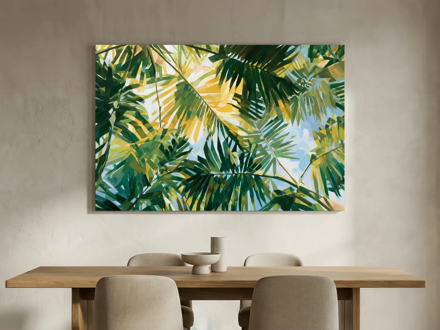Abstract Tropical Palm Canopy - Cubist Painting Wall Art