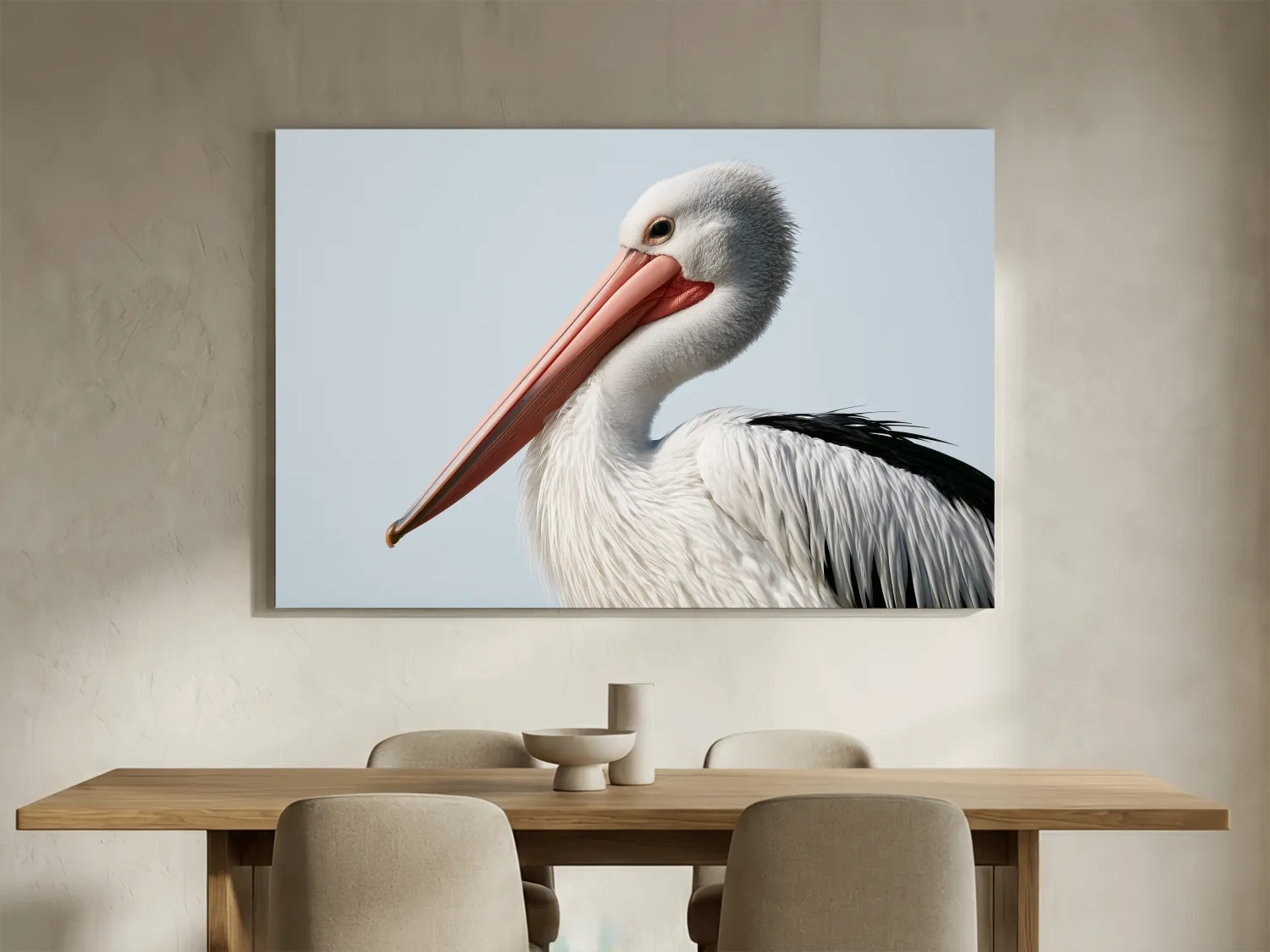 Hamptons Pelican Profile - Minimalist Coastal Illustration Wall Art