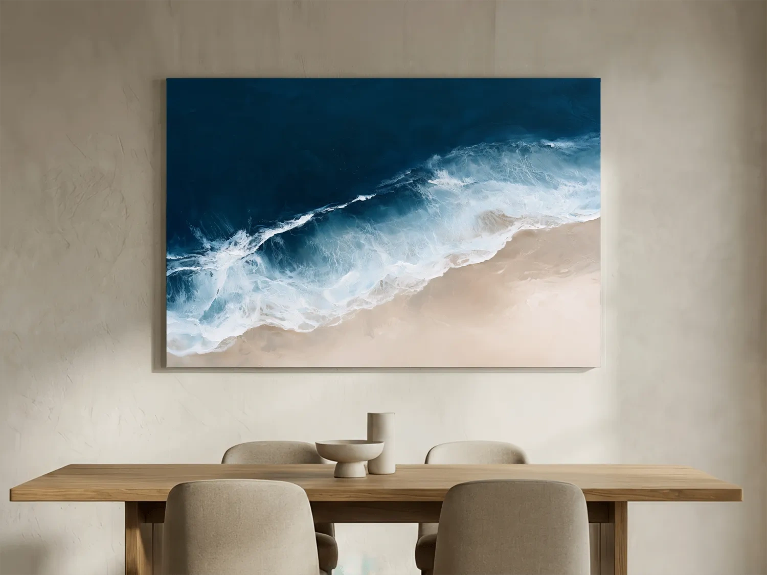 Abstract Aerial Ocean Wave Painting - Coastal Shore Wall Art
