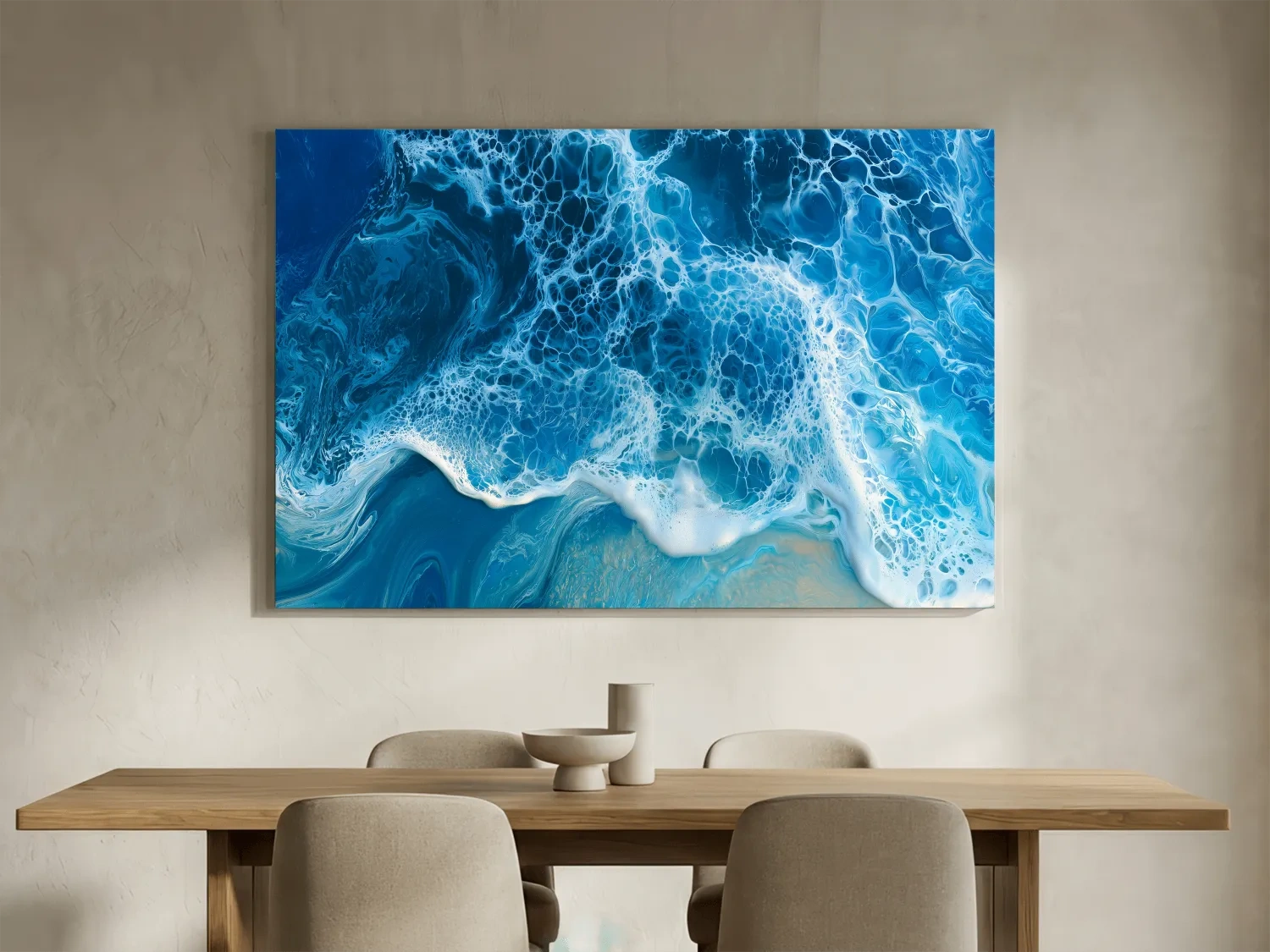 Ocean Wave Acrylic Pour - Abstract Mixed Media Wall Art