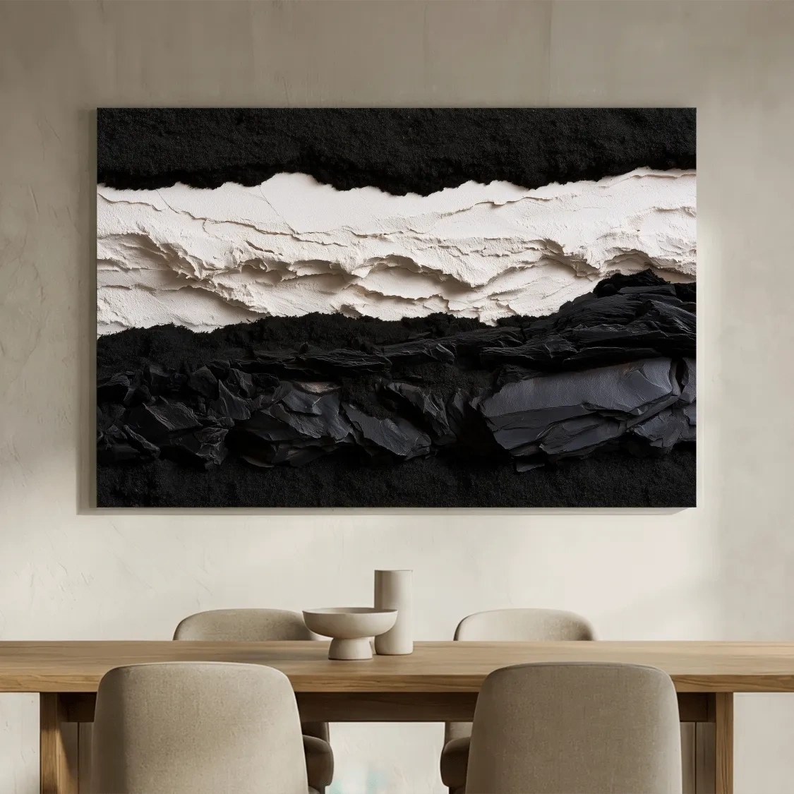 Layered Stone Strata Design - Abstract Mixed Media Wall Art