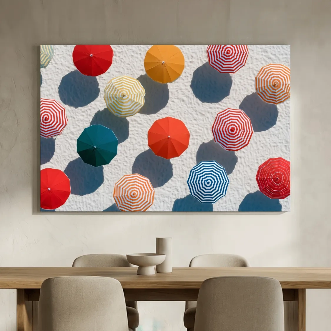 Aerial Beach Umbrella Pattern - Geometric Abstract Painting Wall Art