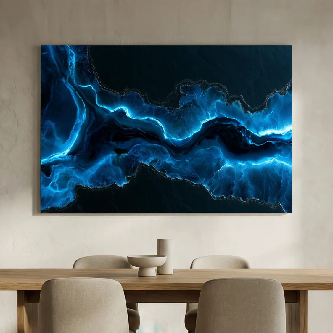 Glowing Ocean Geode Abstract - Dramatic Natural Mineral Wall Art