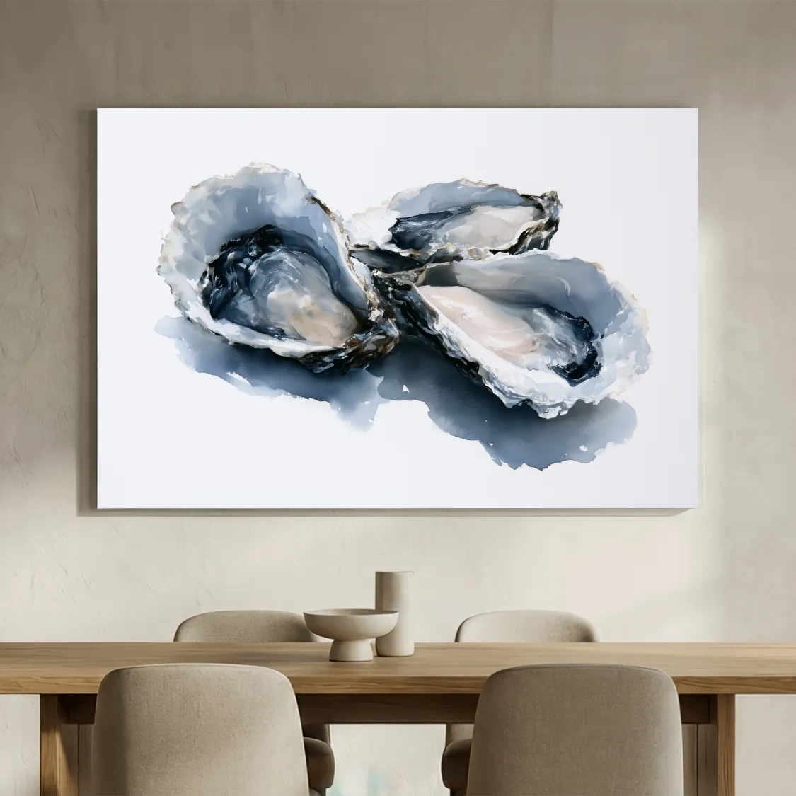 Minimalist Oyster Shell Watercolour - Hamptons Coastal Wall Art