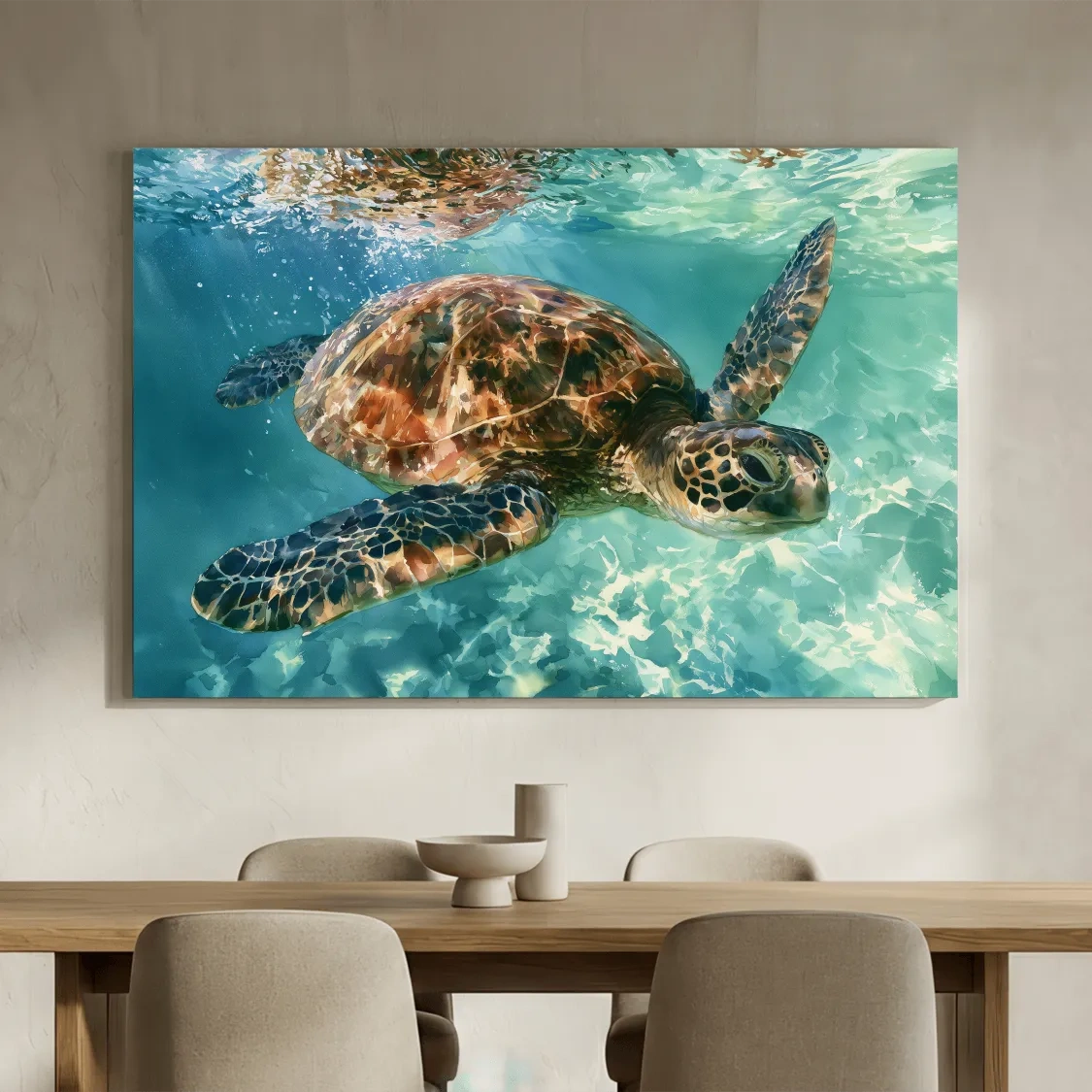 Underwater Sea Turtle Watercolour - Marine Life Wall Art