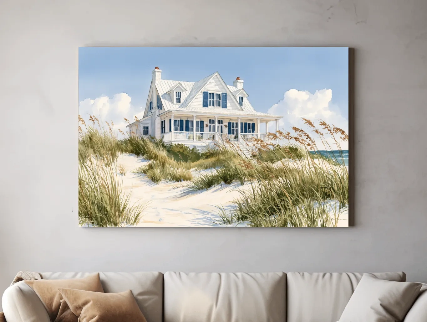 Serene Beach House Painting - Coastal Dune Wall Art