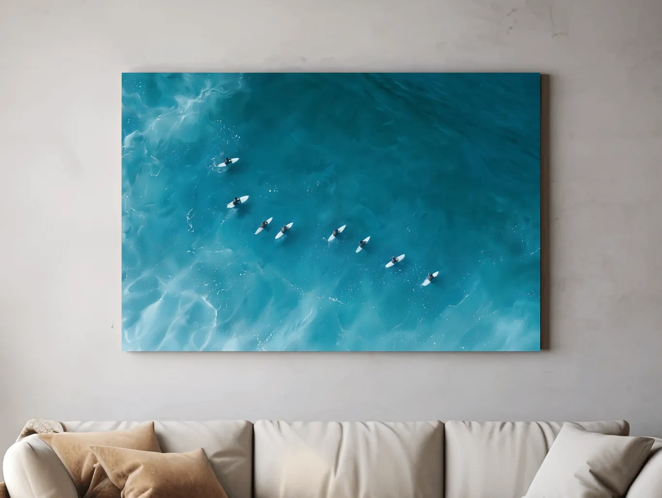 Aerial Surfers Painting - Serene Ocean Wall Art