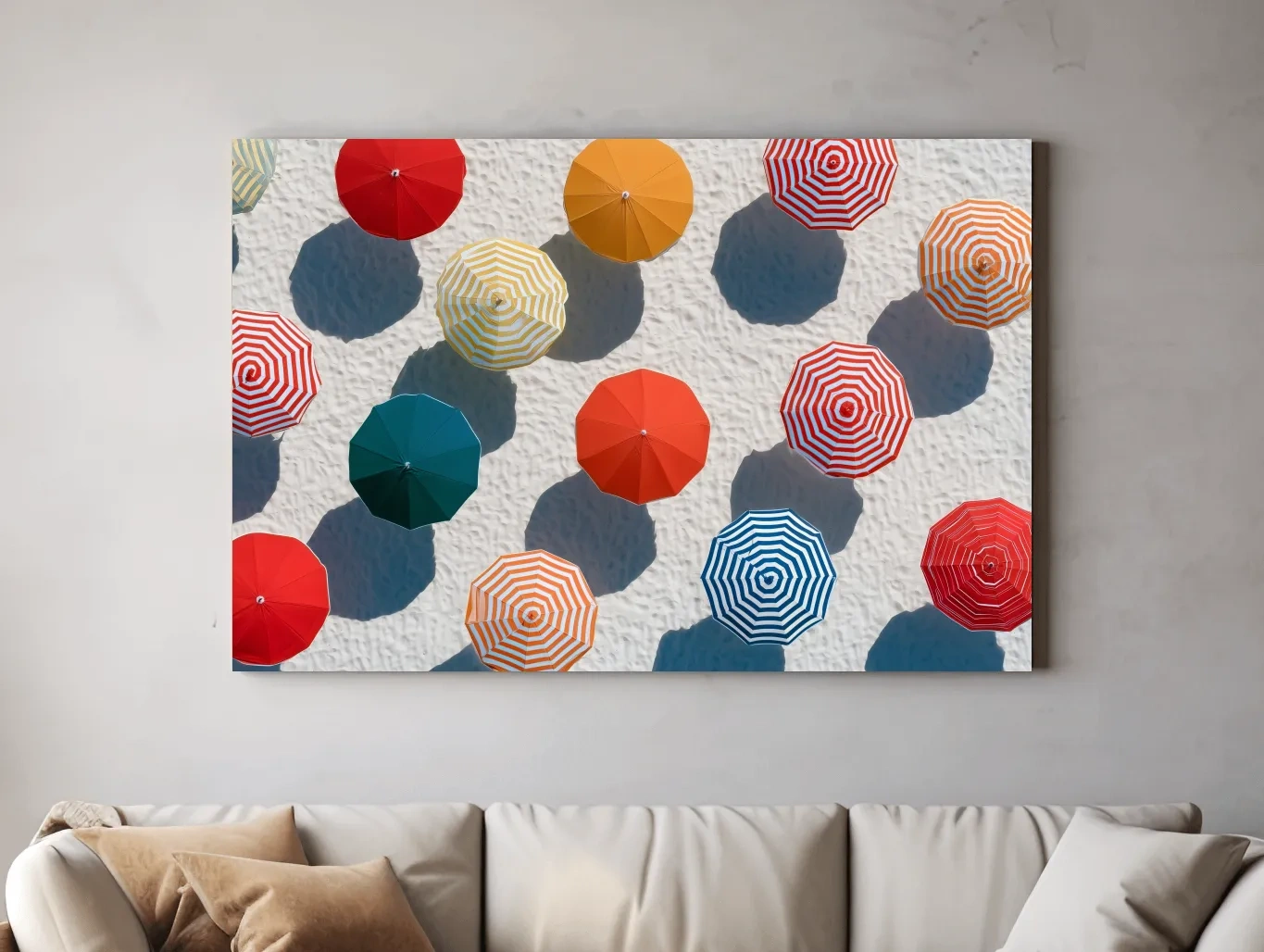 Aerial Beach Umbrella Pattern - Geometric Abstract Painting Wall Art