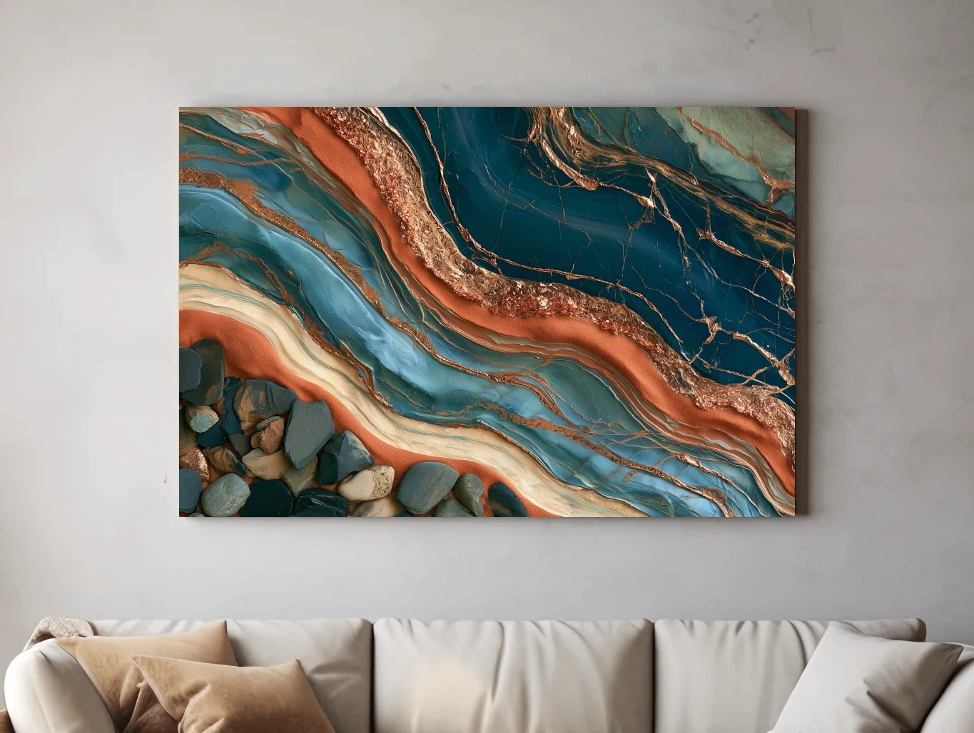 Abstract Rock Strata Wavy Layers - Natural Mixed Media Wall Art