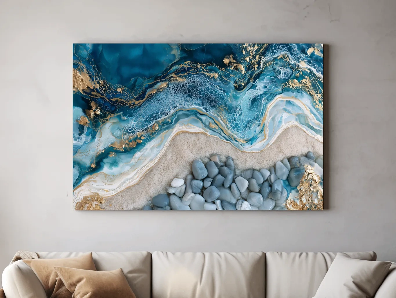 Geode Pebble Shoreline Design - Abstract Natural Stone Wall Art