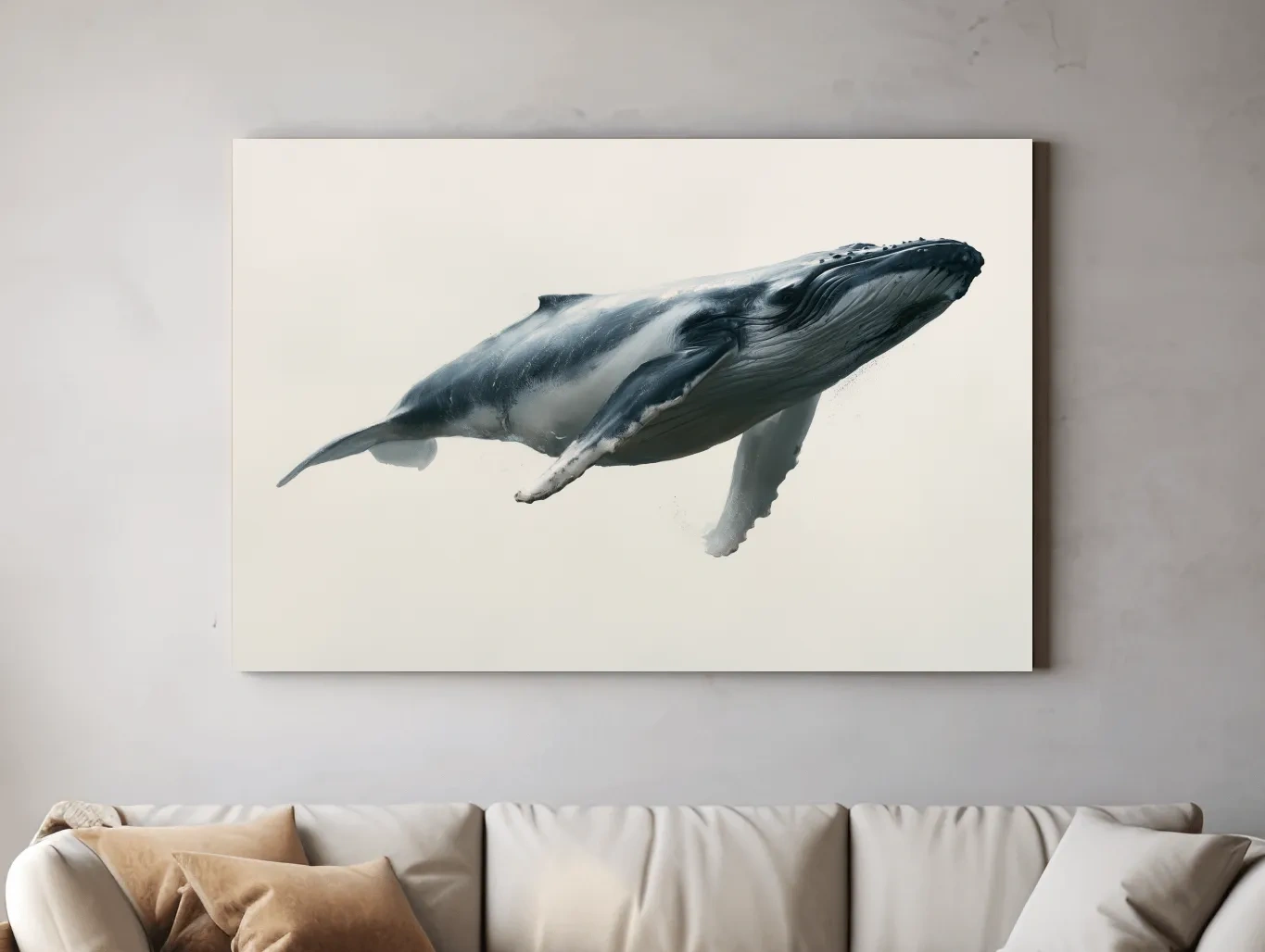 Minimalist Humpback Whale Illustration - Hamptons Marine Life Wall Art