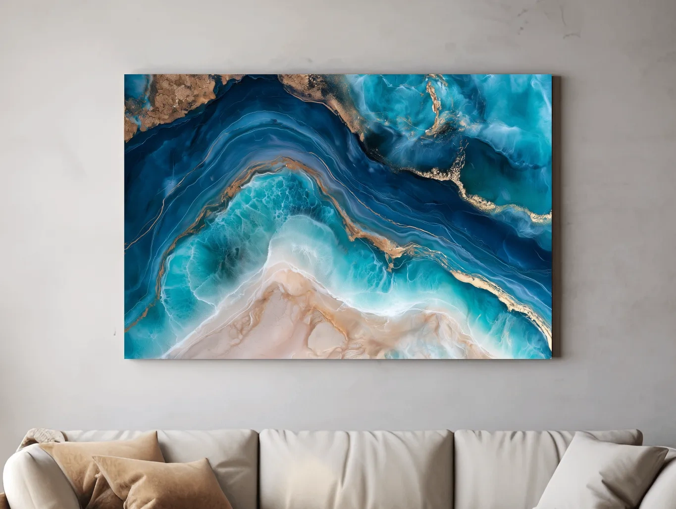 Ocean Geode Resin Abstract - Natural Mineral Wall Art