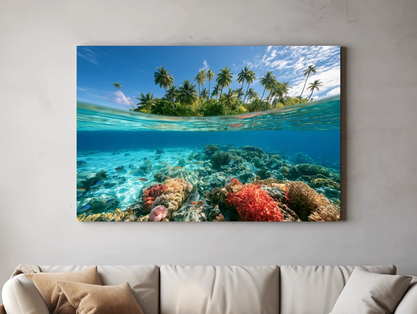 Tropical Underwater Coral Reef Island - Surreal Photographic Wall Art