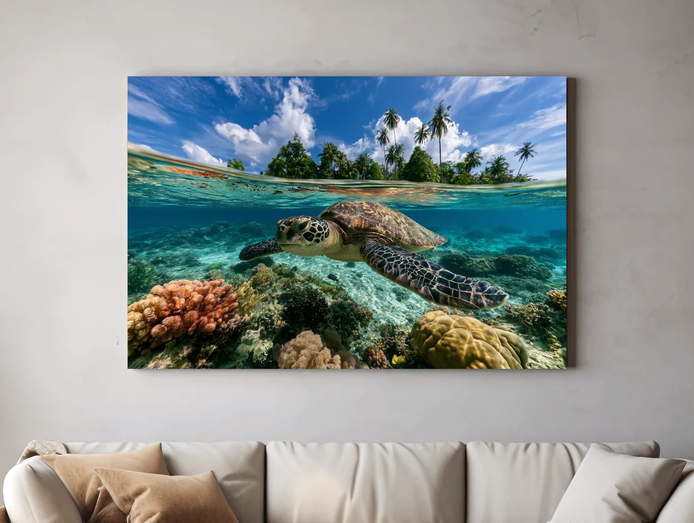 Surreal Sea Turtle Reef - Tropical Underwater Photographic Wall Art