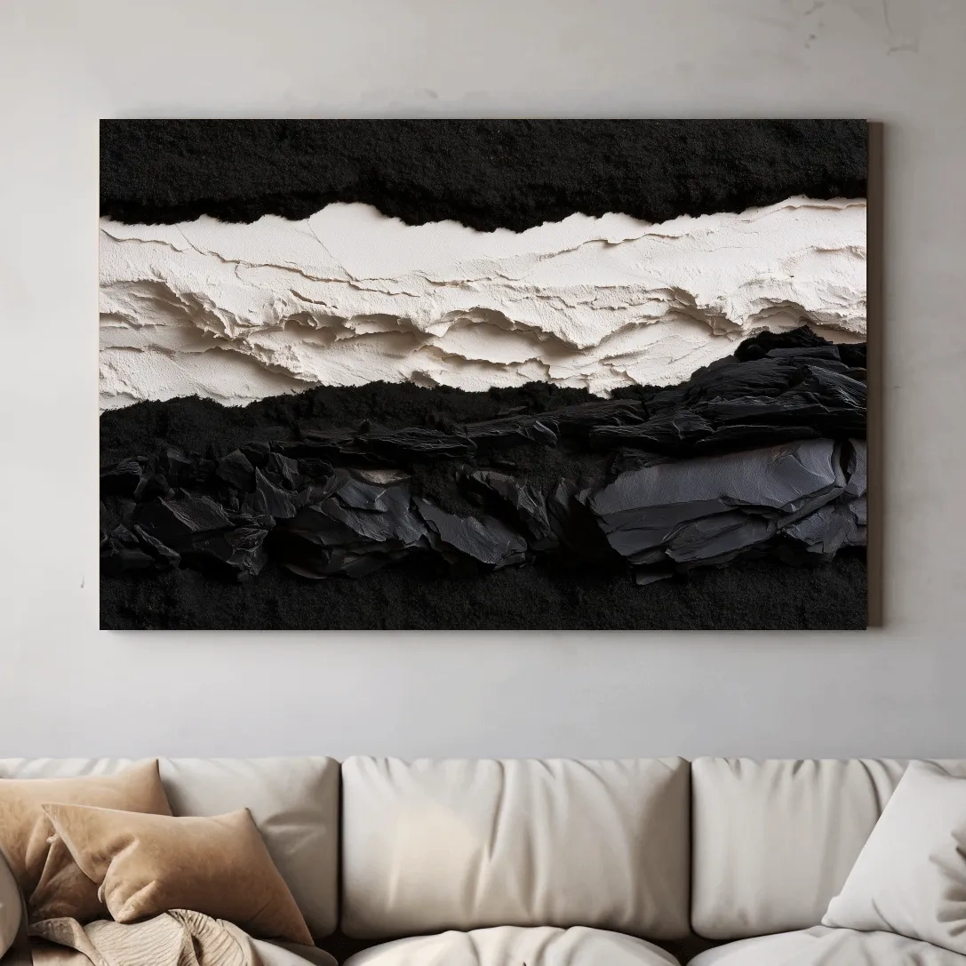 Layered Stone Strata Design - Abstract Mixed Media Wall Art