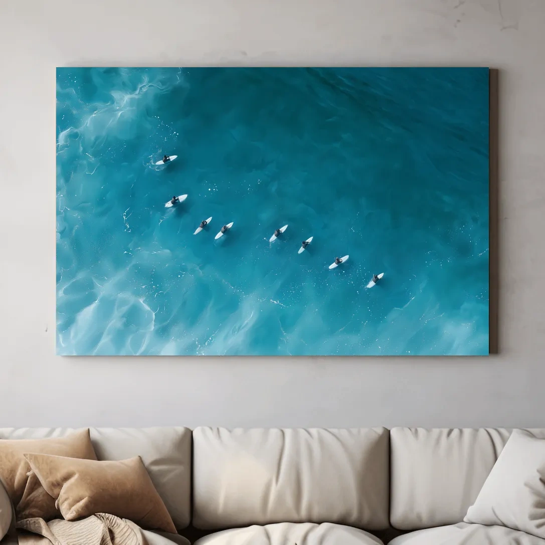 Aerial Surfers Painting - Serene Ocean Wall Art