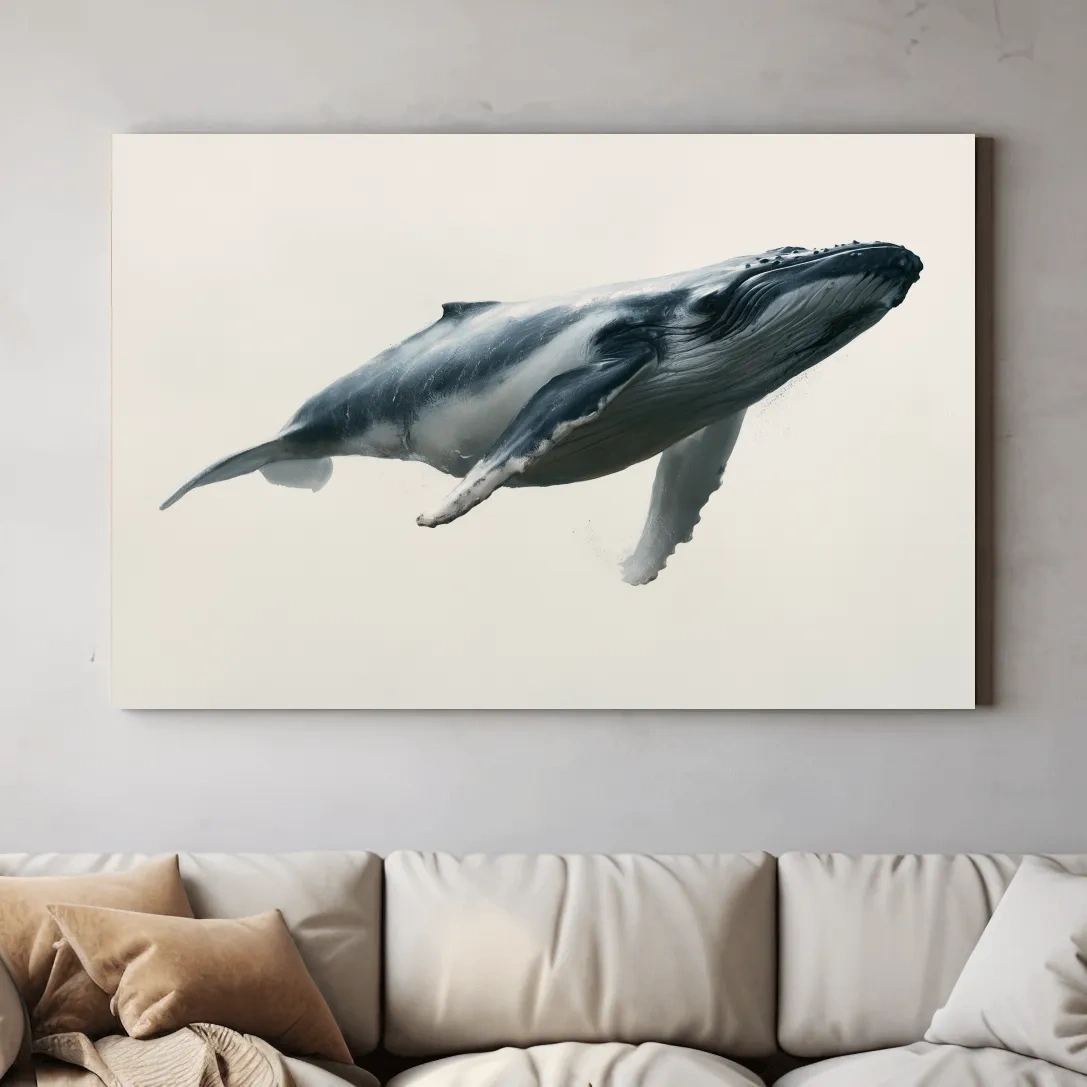 Minimalist Humpback Whale Illustration - Hamptons Marine Life Wall Art