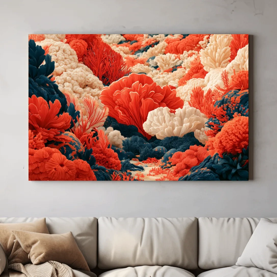 Vibrant Coral Reef Artwork - Chic Marine Life Wall Art