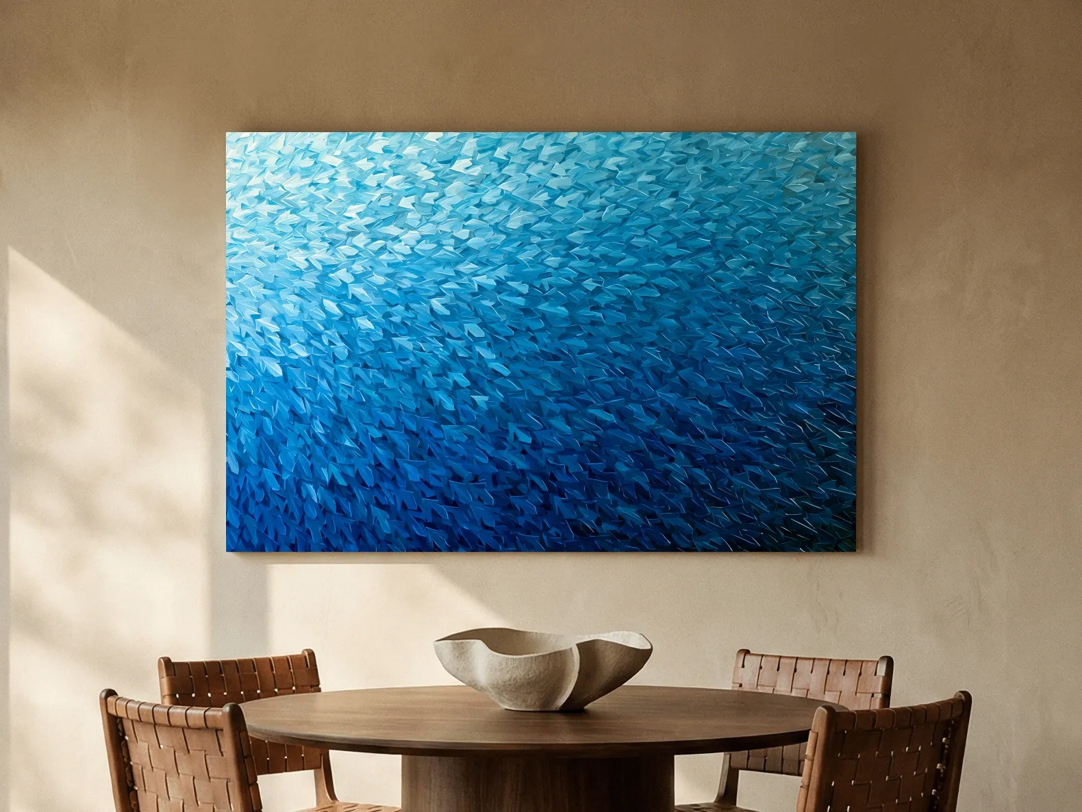 Geometric School Of Fish Illustration - Abstract Marine Life Wall Art