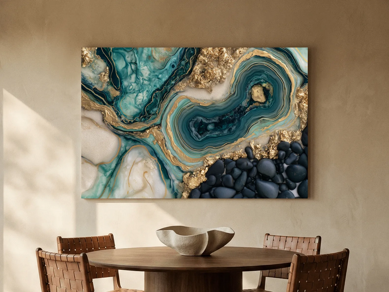 Agate Geode Pebble Composition - Abstract Natural Stone Wall Art