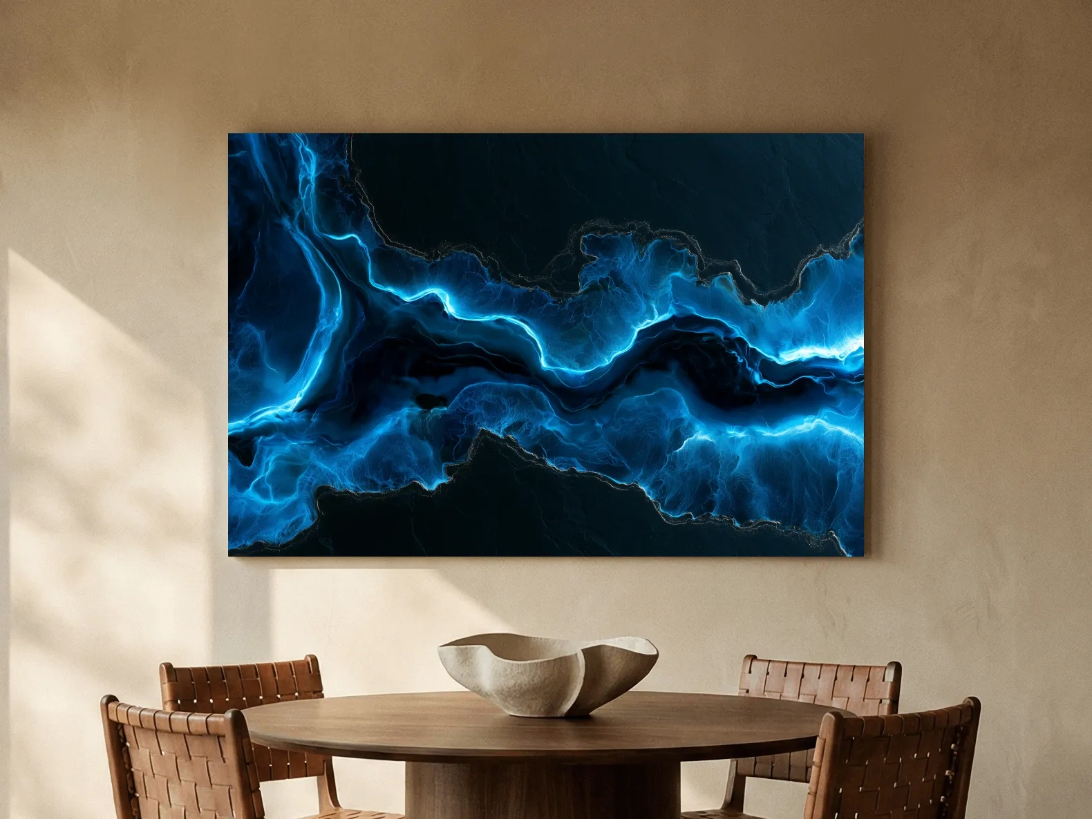Glowing Ocean Geode Abstract - Dramatic Natural Mineral Wall Art