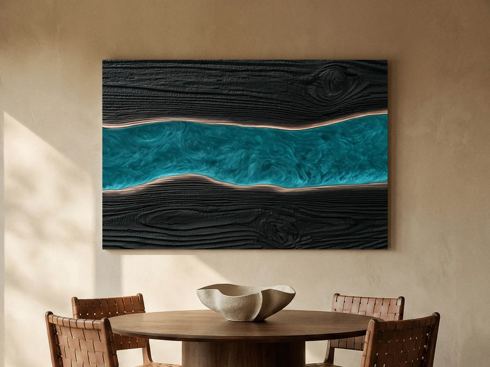 Driftwood River Abstract Design - Natural Mixed Media Wall Art