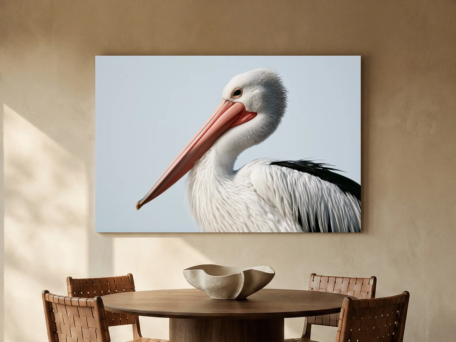 Hamptons Pelican Profile - Minimalist Coastal Illustration Wall Art