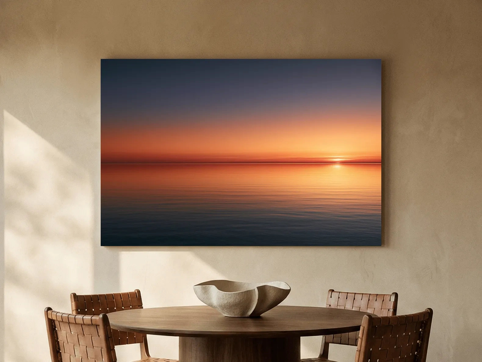 Minimalist Golden Sunset Horizon - Photographic Ocean Wall Art