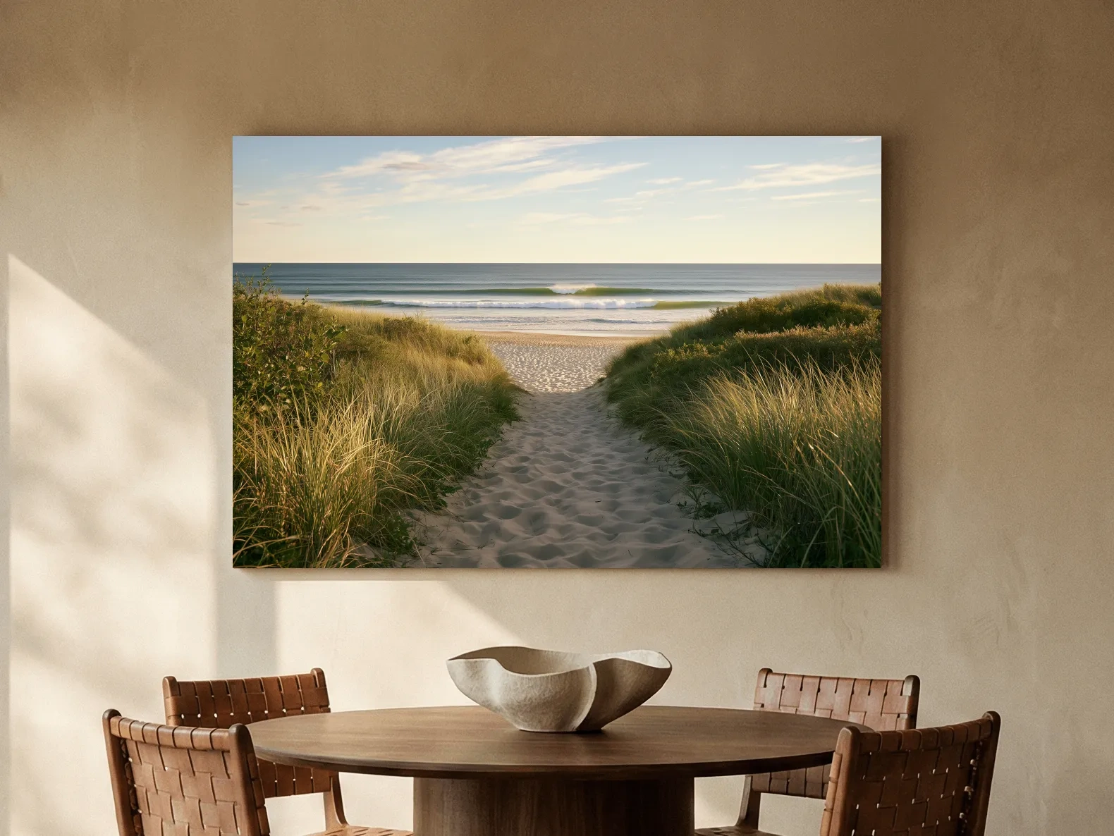 Serene Coastal Dune Path - Photographic Beach Landscape Wall Art