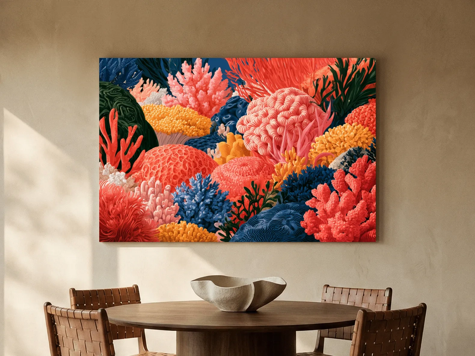 Vibrant Coral Reef Illustration Artwork - Ocean Wall Art
