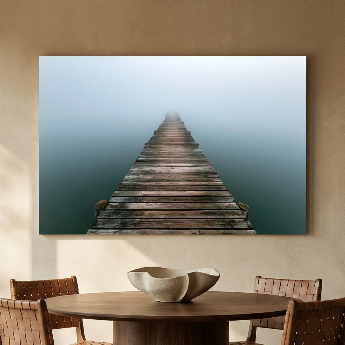 Misty Weathered Fishing Pier - Minimalist Photographic Wall Art