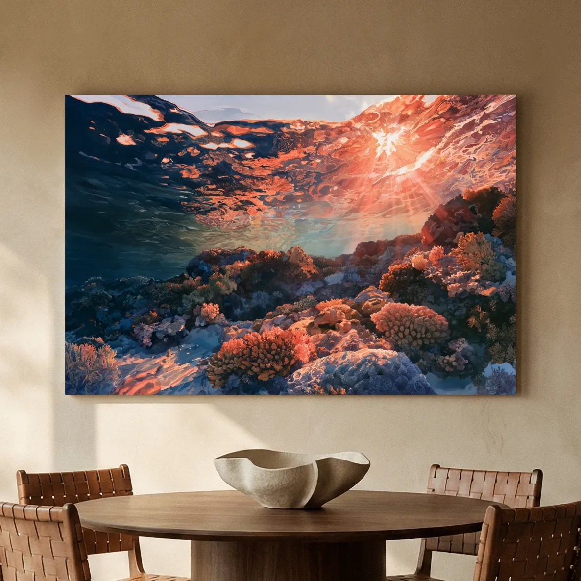 Sunlit Coral Reef Seascape - Serene Underwater Artwork