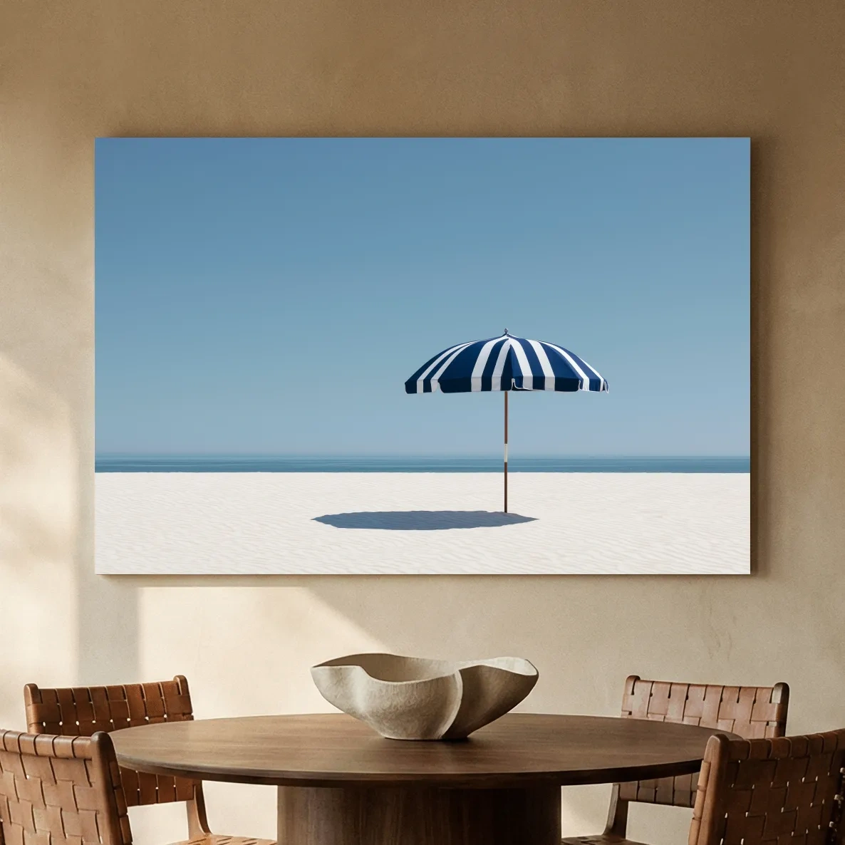 Minimalist Striped Beach Umbrella - Hamptons Photographic Wall Art