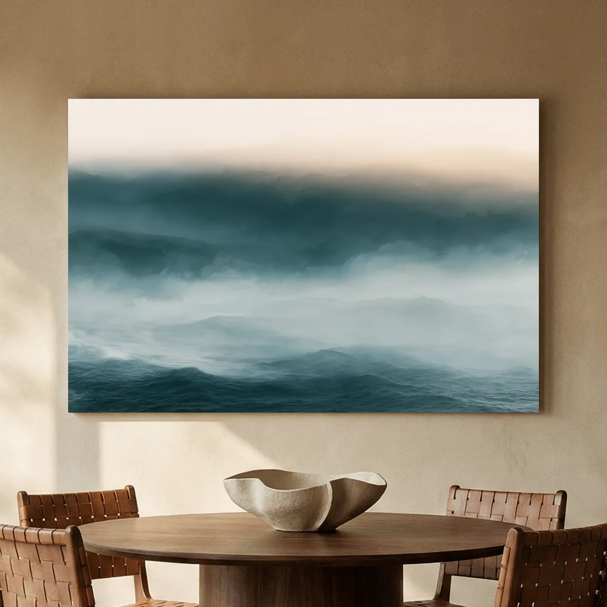 Misty Ocean Waves - Minimalist Photographic Wall Art
