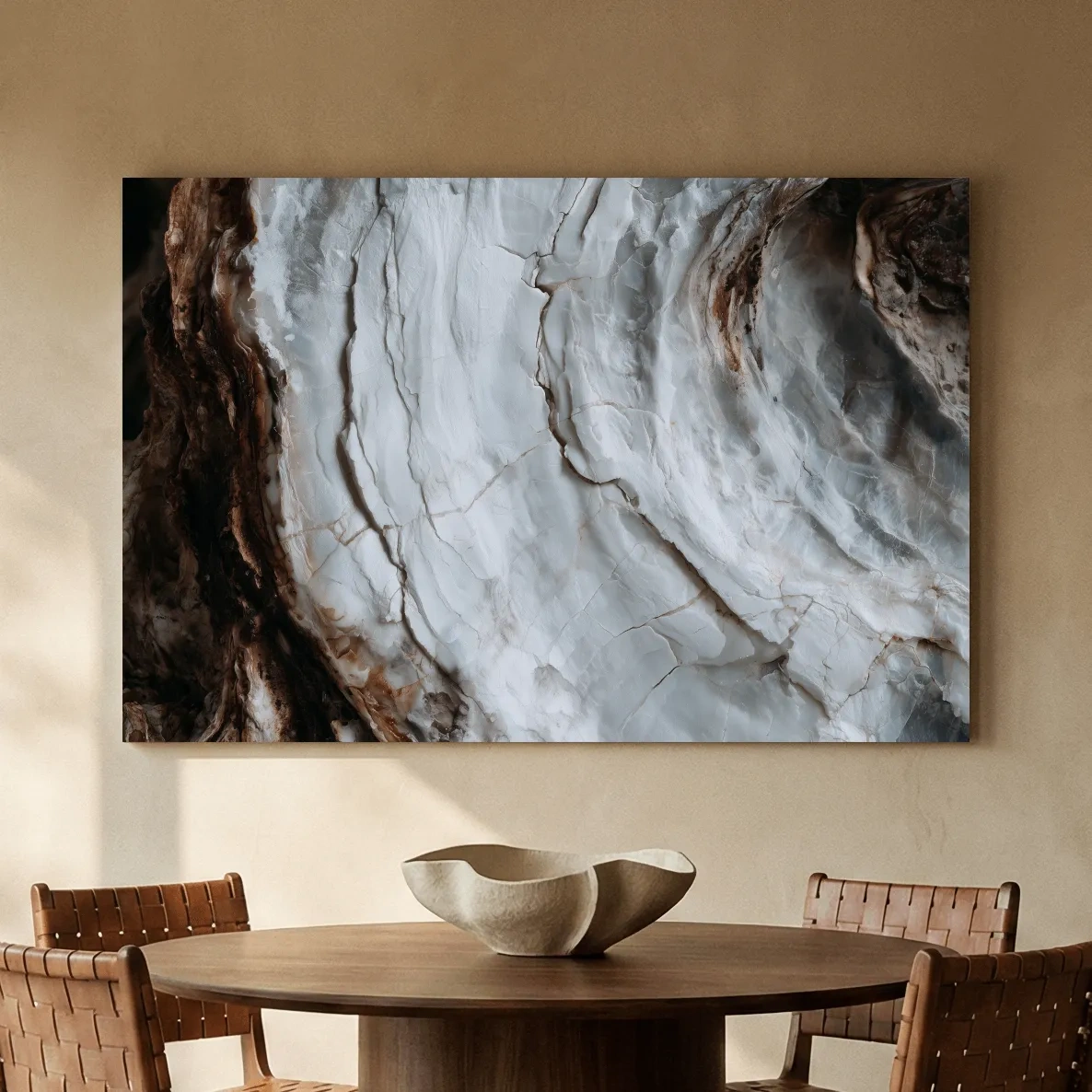 Abstract Cracked Oyster Shell - Rustic Coastal Photographic Wall Art